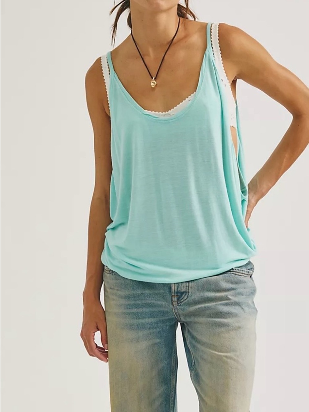 Free People We The Free Shoreside Tank Swing Tank Blue Large